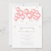 ELGANT MODERN BALLOON ROOS PINK REVERSE BIRTHDAY KAART (Voorkant)