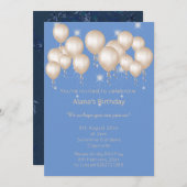 ELGANT MODERN SPRING NAVY BALLOON Sparkle Kaart (Voorkant / Achterkant)