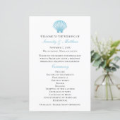 Elgant Shell Blue Nautical Beach Wedding Programme (Debout devant)