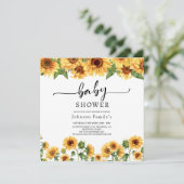 elgante Sunny Sunflower baby shower bij uitnodigin Save The Date (Staand voorkant)