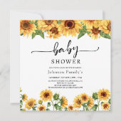elgante Sunny Sunflower baby shower bij uitnodigin Save The Date (Voorkant)