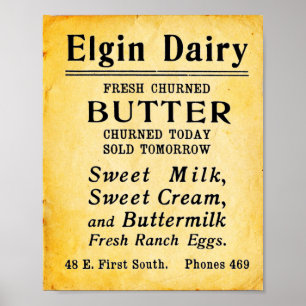  Elgin Dairy Fresh Butter Print