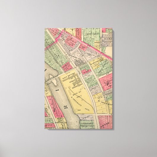 Elgin Illinois 1871 Map Elgin Watch Factory Canvas Afdruk (Voorkant)