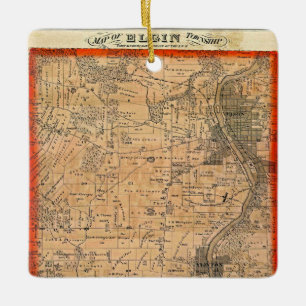Elgin Illinois 1871 Map Keramisch Ornament