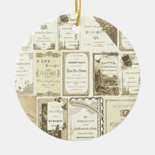 Elgin Illinois 1880's Sepia Club Invitations Party Keramisch Ornament