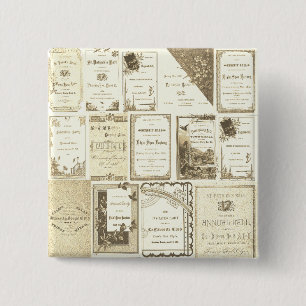 Elgin Illinois 1880's Sepia Club Invitations Party Vierkante Button 5,1 Cm