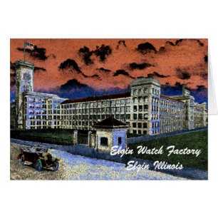 Elgin Watch Factory Aquarelle colorée 1920 Art