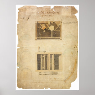 Eli Whitney's patent voor de katoengin in 1794 Poster