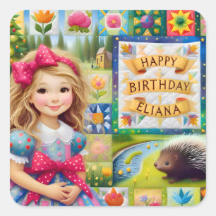 ELIANA ~ GELUKKIGE VERJAARDAG ~ Quilt ~ Vierkante Sticker