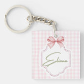 Eliana Gepersonaliseerde Roze Bow & Gingham Print Sleutelhanger (voorkant)