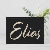 Elias Name white gold Handwriting Karte Kaart (Staand voorkant)