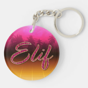 Elif Prénom Golden rose Porte-clés