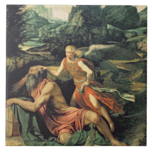 Elijah Bezocht door een Angel, c.1534 Tegeltje