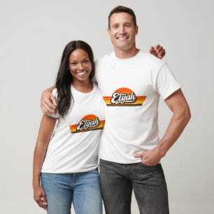 Elijah Retro Zonsondergang Naamontwerp T-shirt