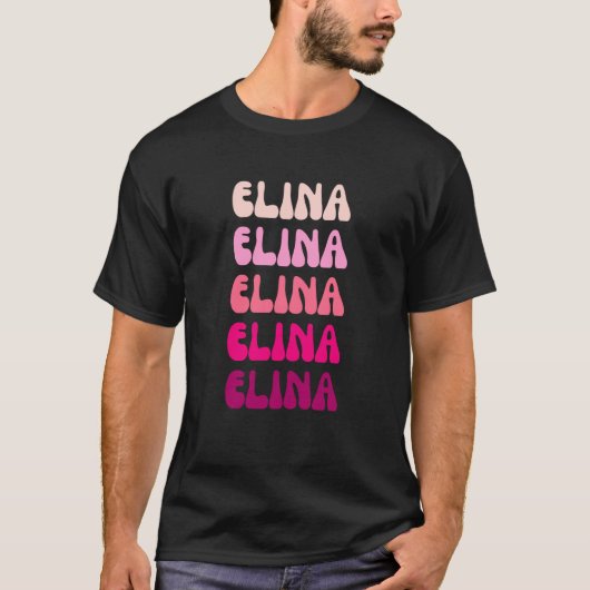 Elina Retro Stack Ontwerp T-shirt (Voorkant)