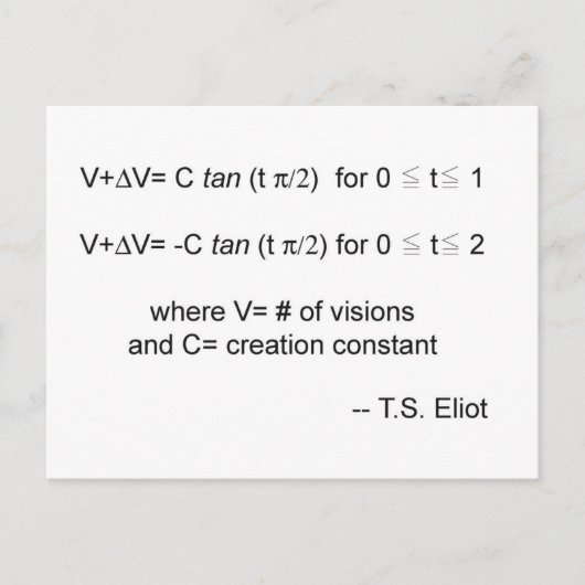 Eliot's Theorem-Briefkaart Briefkaart (Voorkant)
