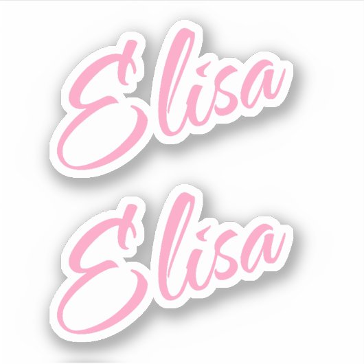 Elisa Decoratieve Naam in Roze x2 Sticker (Voorkant)
