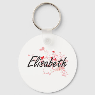 Elisabeth Artistic Name Design met Hearts Sleutelhanger