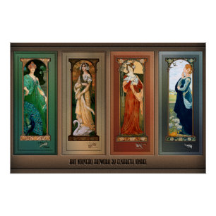 Élisabeth Sonrel Art Nouveau Maiden Bird Series Perfect Poster