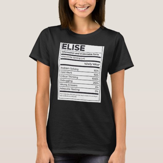 Elise Nutrition Information Problem Solution Hard T-shirt (Voorkant)