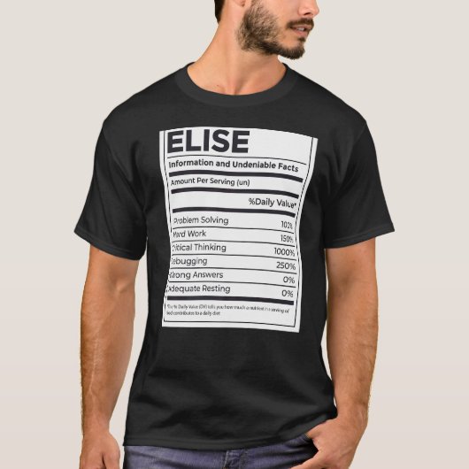 Elise Nutrition Information Problem Solution Hard T-shirt (Voorkant)