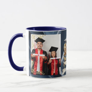 Elite BLEU-Marmer & Goud Gepersonaliseerde Afstude Mok