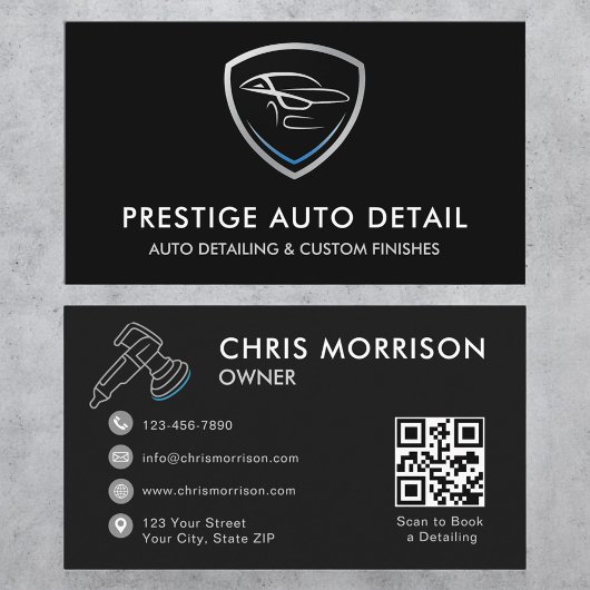 Elite Car Wash QR Code Voertuig Detailing Service Visitekaartje