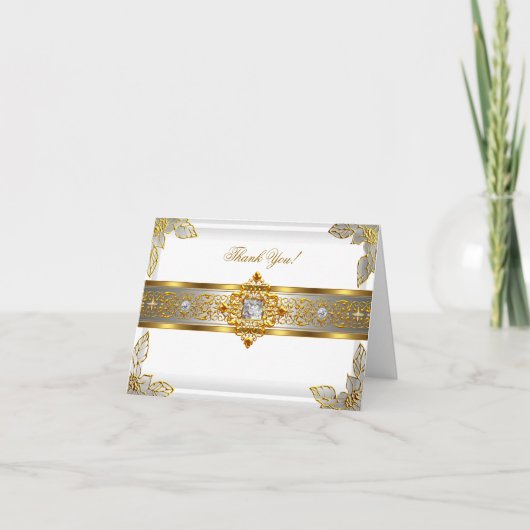 Elite Carte de remerciements Elegant White Gold (Devant)