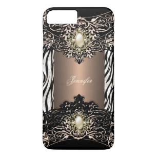Elite Coffee Zebra Zwart Parel Bruin 3 iPhone 8 Plus / 7 Plus Hoesje