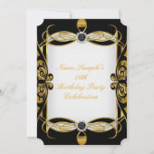 Elite Deco Golden Black Pearl White Birthday Party Kaart (Achterkant)