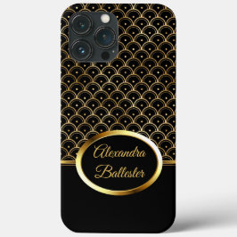 Elite Elegant Art Deco Gold Black iPhone 13 Pro Max Hoesje