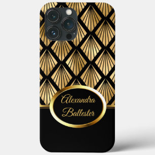 Elite Elegante Damast Art Deco Goud Zwart iPhone 13 Pro Max Hoesje