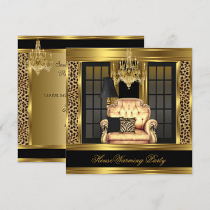 Elite Housewarming Party Kroonluchter Gouden Stoel Kaart