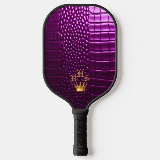 Elite levendige Paarse nep krokodil monogram Pickleball Paddle (Voorkant)