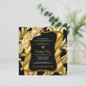 Elite Pearl Gold Bow Black Damask Invitation d'ann (Debout devant)