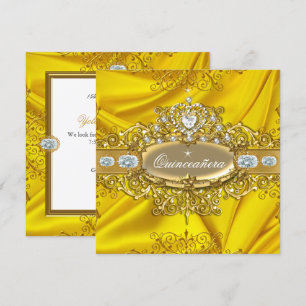 Elite Quinceanera Yellow Silk Silver Gold Party Kaart