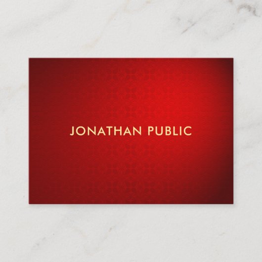 Elite Red Damask Gouden Tekst Professionele Classy Visitekaartje (Voorkant)