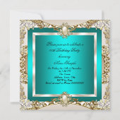 Elite Turquoise Crème Goud Parel Verjaardagsfeestj Kaart (Achterkant)