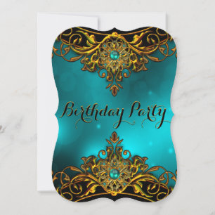 Elite turquoise Jade Gouden Parel Elegant Verjaard Kaart