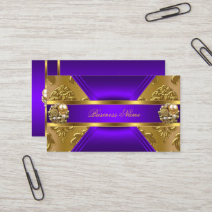 Elite Zakelijk Paars Goud Elegante Damast Sieraad Visitekaartje