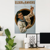 Elixir d'Anvers ~ by Gerard Portielje Belgium 1906 Poster (Thuiskantoor)