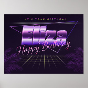 Eliza Nom Vorname lila retro Poster Geburtstag