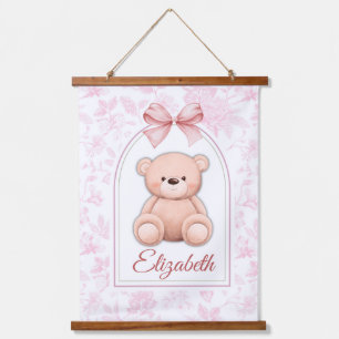 Elizabeth   Aangepaste Roze Teddybeer Nursery Desi Hangend Wandkleed