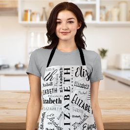 Elizabeth Black White Aangepaste naam Schort