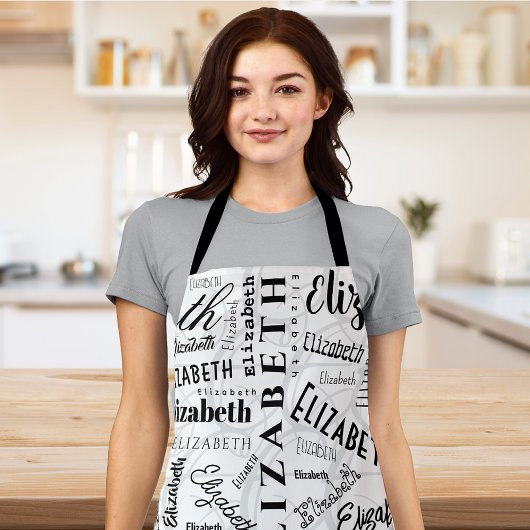 Elizabeth Black White Aangepaste naam Schort