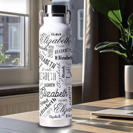 Elizabeth Black White Aangepaste naam Waterfles