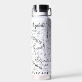 Elizabeth Black White Aangepaste naam Waterfles (Achterkant)