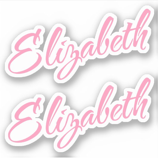 Elizabeth Decoratieve Naam in Roze x2 Sticker (Voorkant)