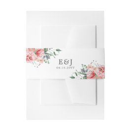 Elizabeth Elegant Pink Floral Wedding Uitnodigingen Wikkel