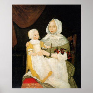 Elizabeth Freake en Baby Mary, ca. 1671-1674 Poster